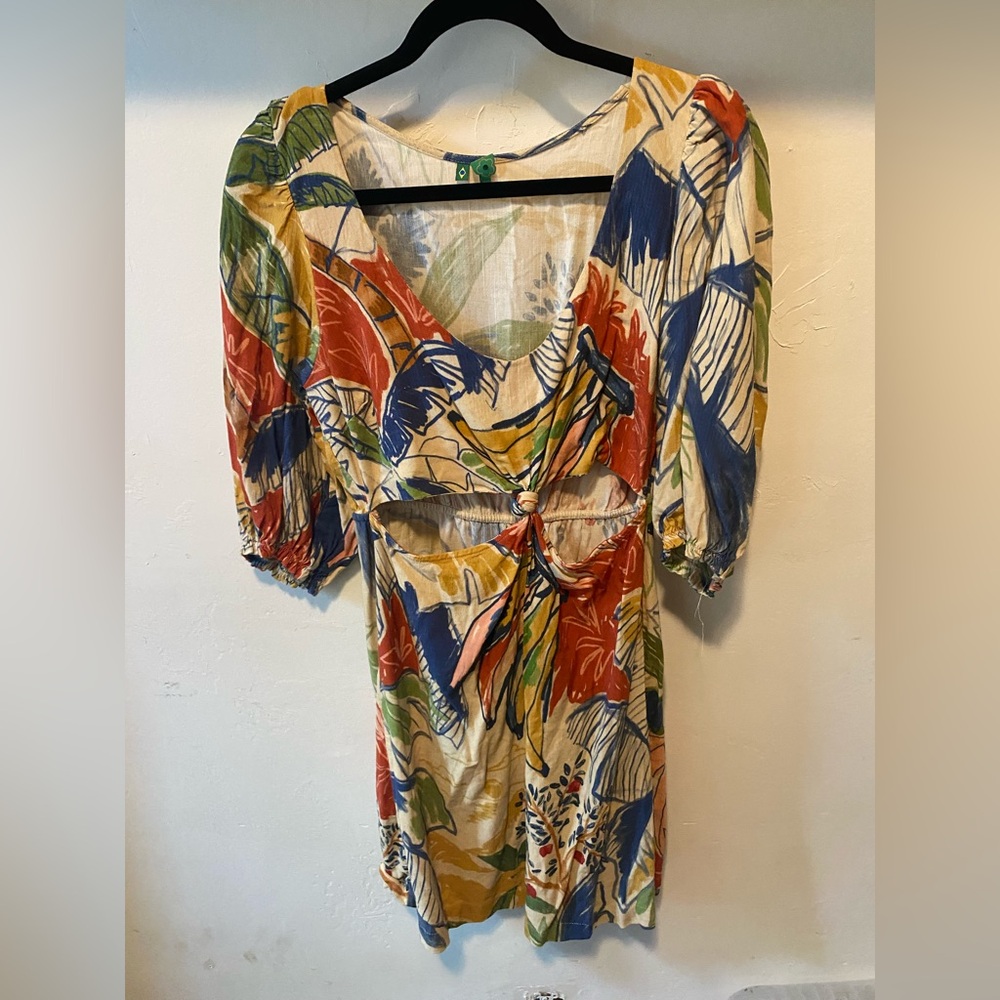 FARM Rio Colorful Floral Women's Dress w/Front Cutouts